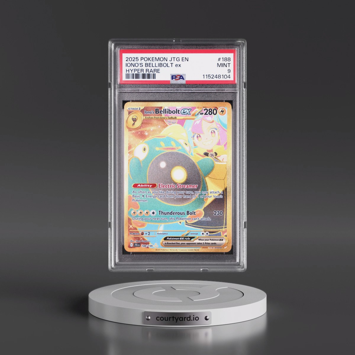 2025 Pokémon Jtg EN-Journey Together #188 Iono's Bellibolt EX - Holo Hyper Rare (PSA 9 MINT)