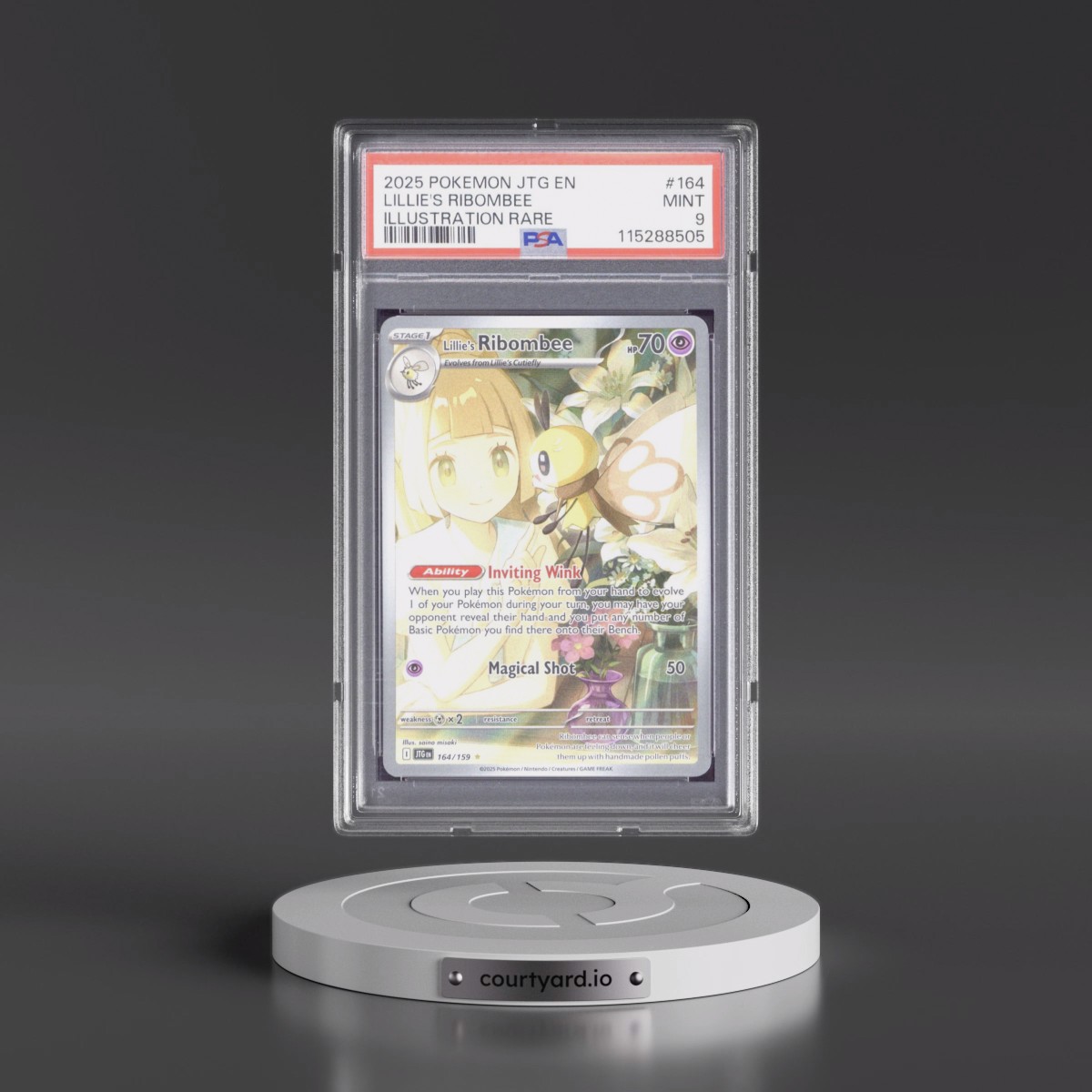 2025 Pokémon Jtg EN-Journey Together #164 Lillie's Ribombee - Illustration Rare (PSA 9 MINT)