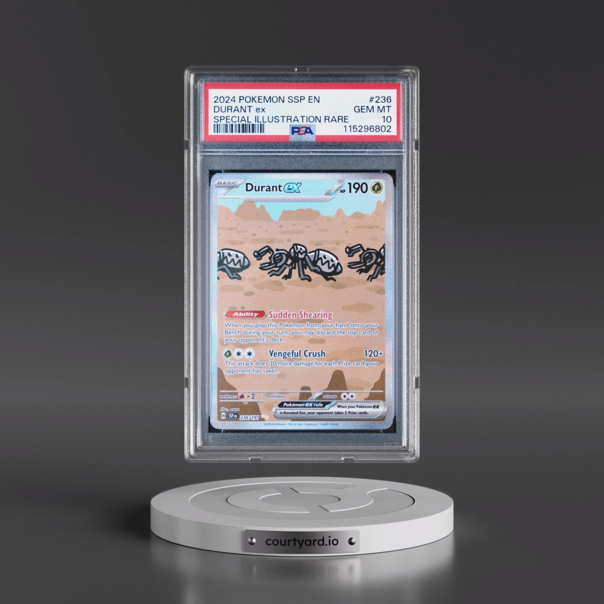 2024 Pokémon Ssp EN-Surging Sparks #236 Durant EX - Holo Special Illustration Rare (PSA 10 GEM MINT)
