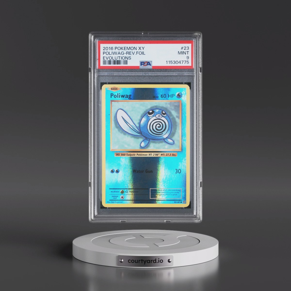 2016 Pokémon XY Evolutions #23 Poliwag - Reverse Foil (PSA 9 MINT)