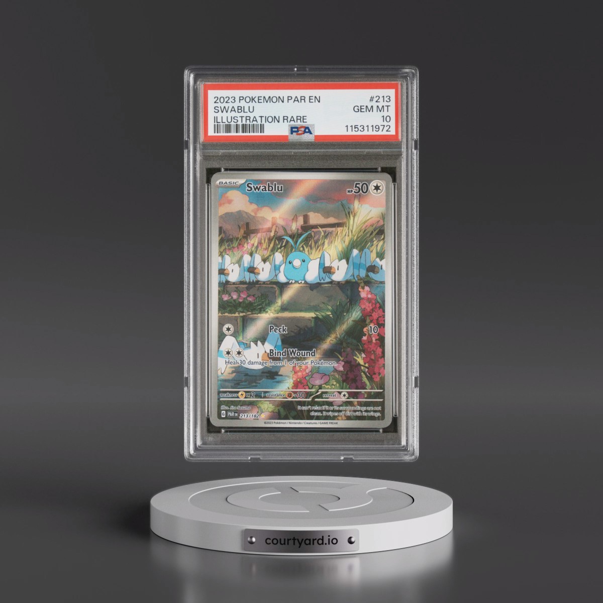 2023 Pokémon Par EN-Paradox Rift #213 Swablu - Illustration Rare (PSA 10 GEM MINT)