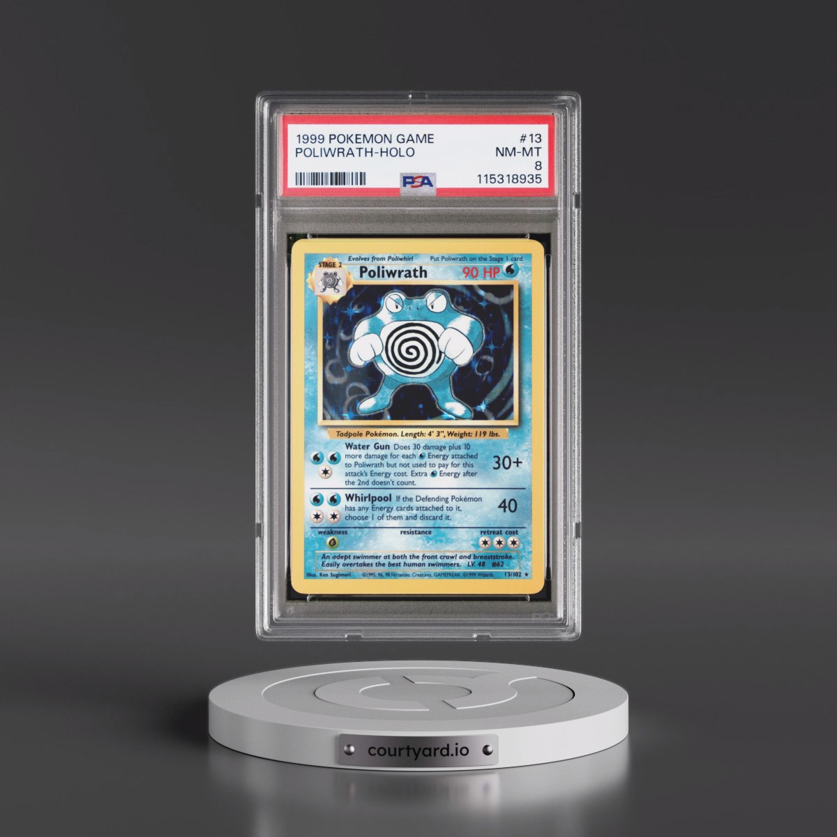 1999 Pokémon Game #13 Poliwrath - Holo (PSA 8 NM-MT)
