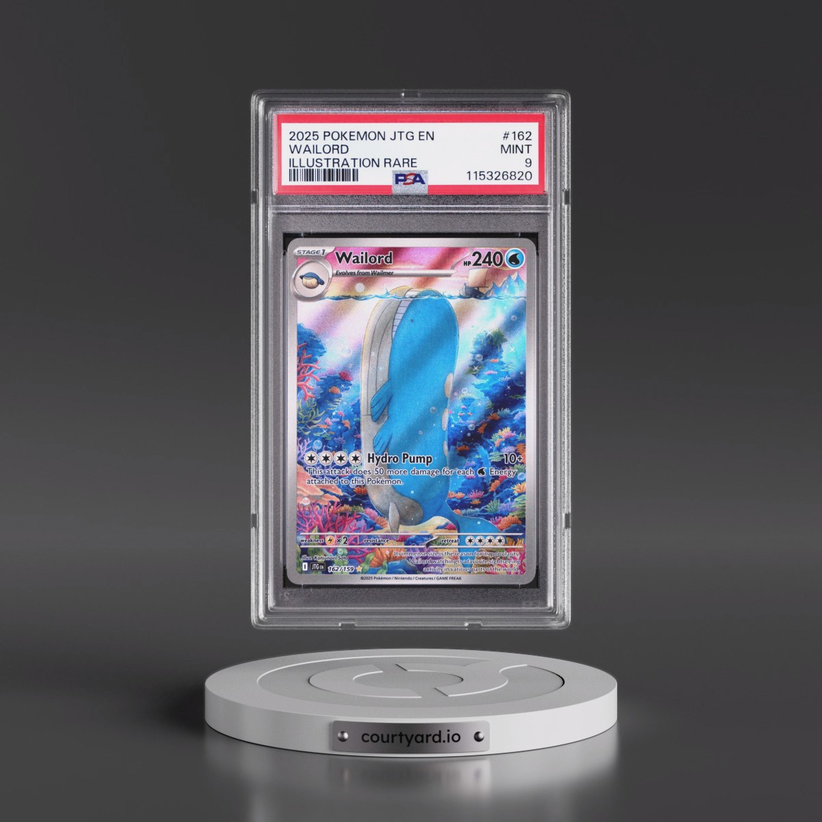 2025 Pokémon Jtg EN-Journey Together #162 Wailord - Illustration Rare (PSA 9 MINT)