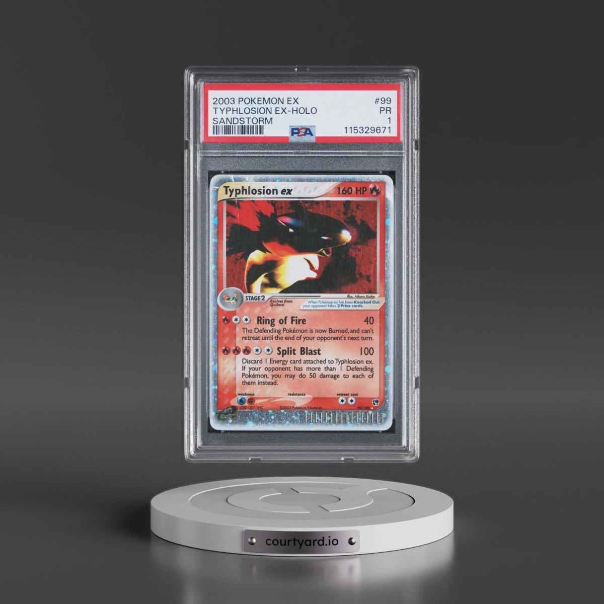 2003 Pokémon EX Sandstorm #99 Typhlosion EX - Holo Holo (PSA 1 PR)