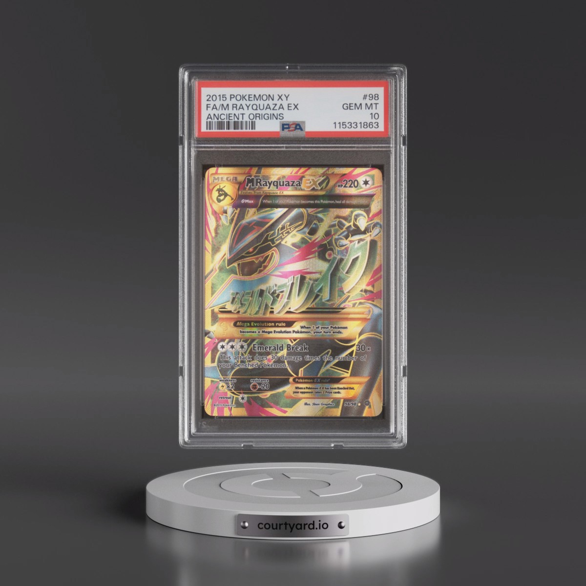 2015 Pokémon XY Ancient Origins #98 M Rayquaza EX - Holo Full Art (PSA 10 GEM MINT)
