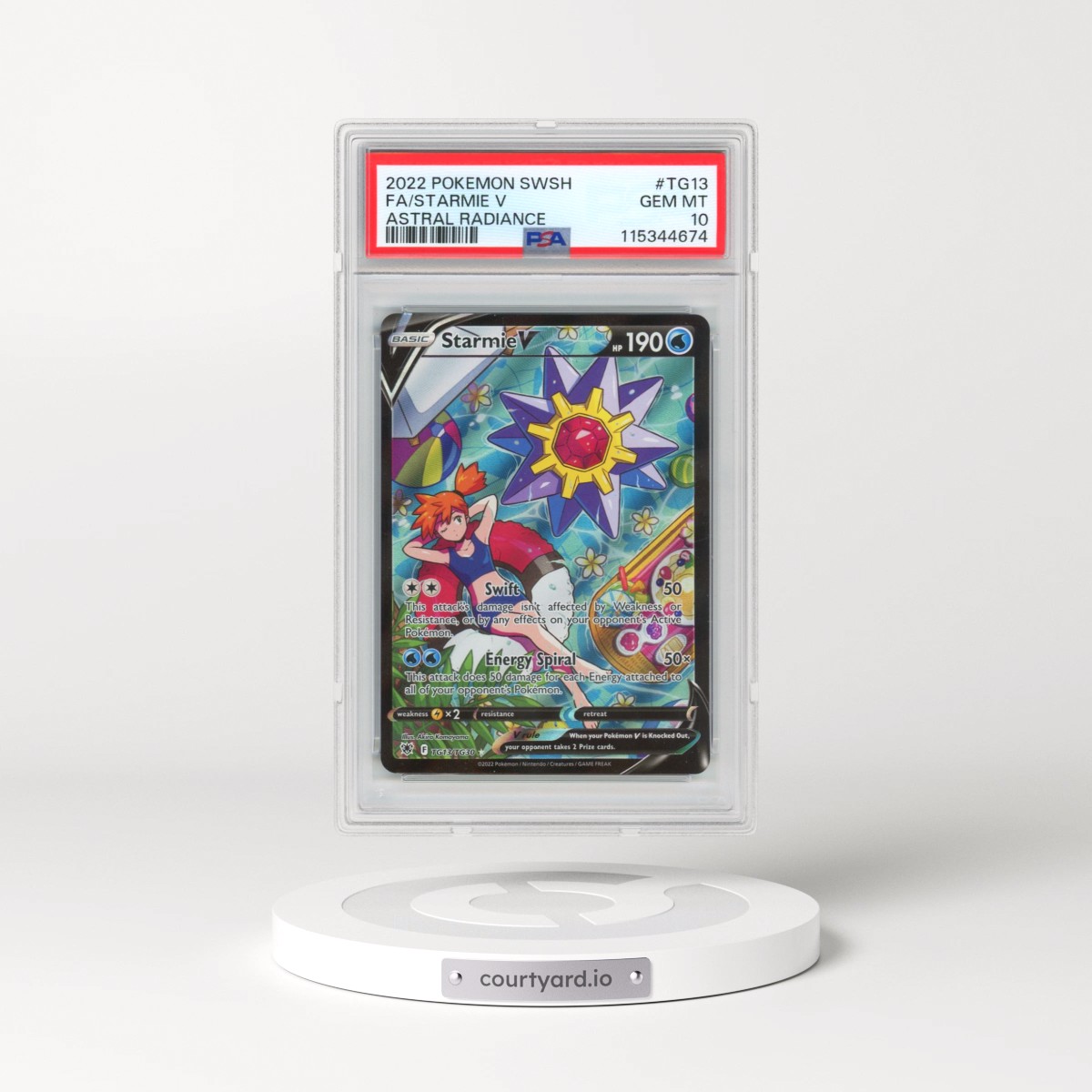 2022 Pokémon Sword & Shield Astral Radiance #TG13 Starmie V - Holo Full Art (PSA 10 GEM MINT)