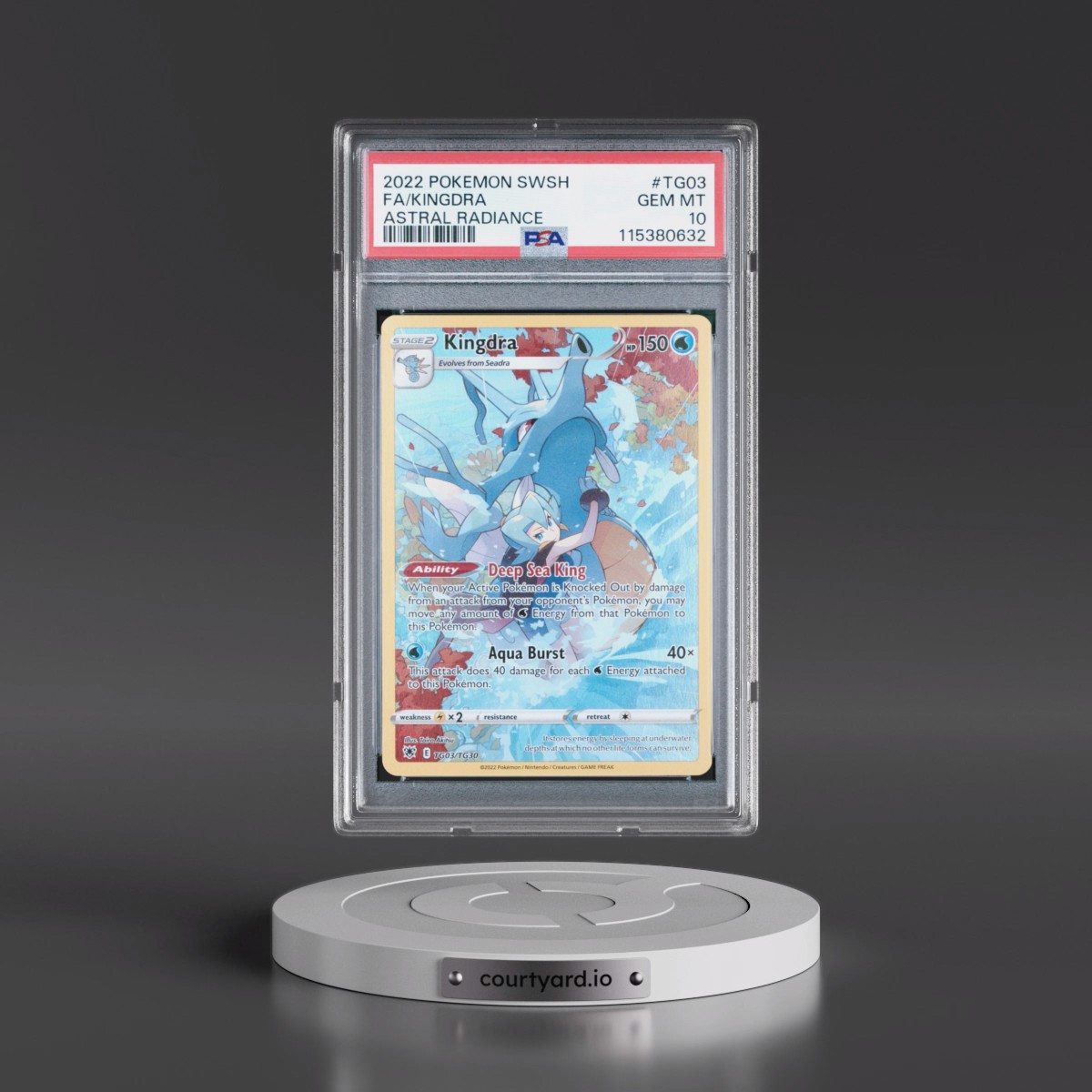 2022 Pokémon Sword & Shield Astral Radiance Kingdra - Full Art #TG03 PSA 10