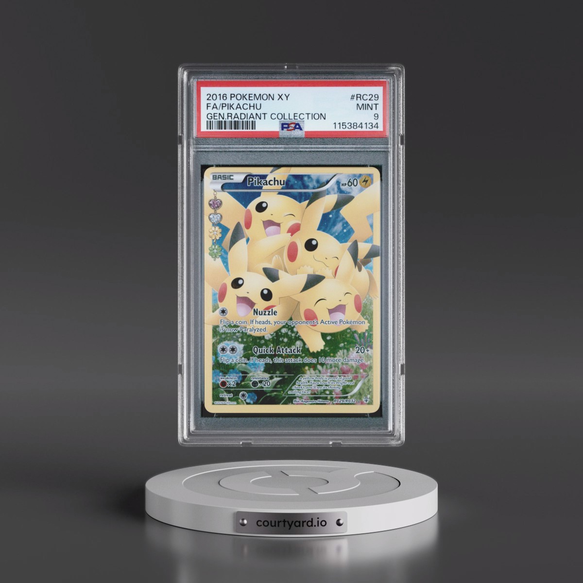 2016 Pokémon XY Generations Radiant Collection #RC29 Pikachu - Full Art (PSA 9 MINT)