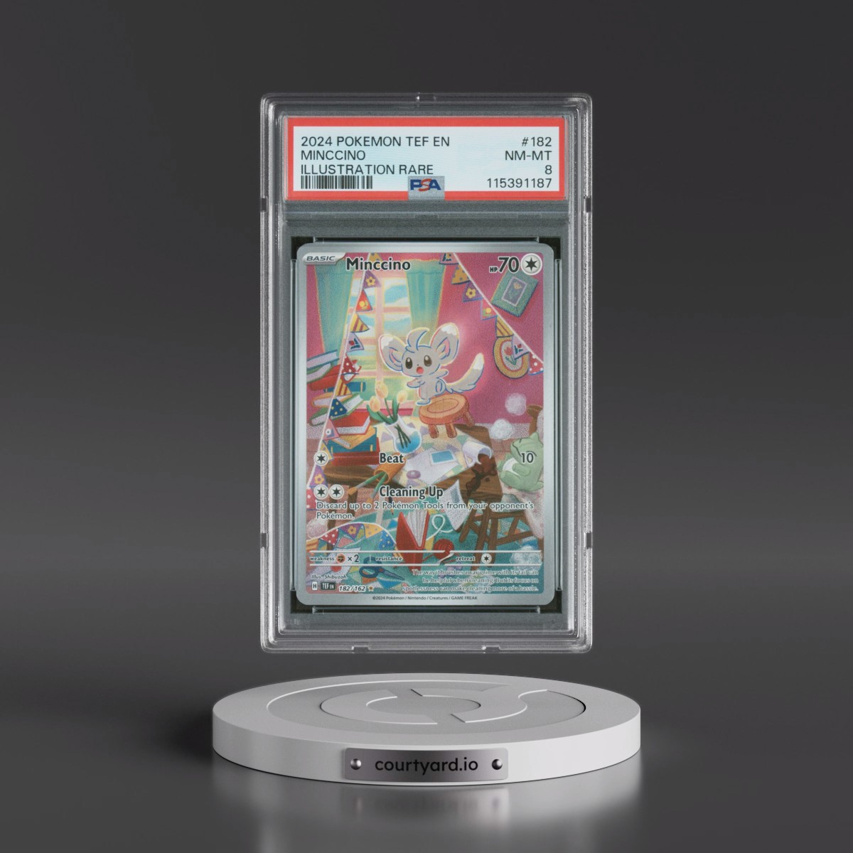 2024 Pokémon Tef EN-Temporal Forces #182 Minccino - Illustration Rare (PSA 8 NM-MT)