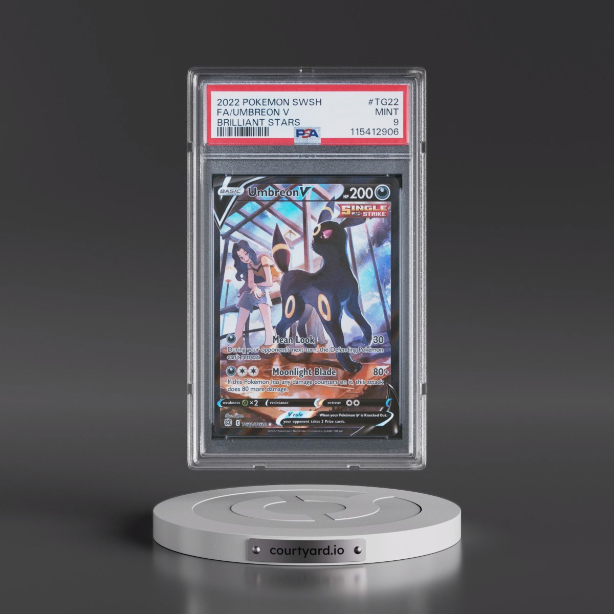 2022 Pokémon Sword & Shield Brilliant Stars #TG22 Umbreon V - Holo Full Art (PSA 9 MINT)