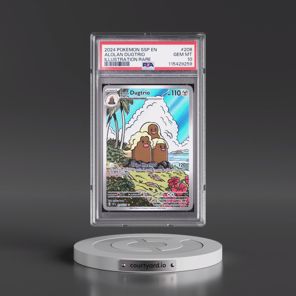 2024 Pokémon Ssp EN-Surging Sparks #208 Alolan Dugtrio - Illustration Rare (PSA 10 GEM MINT)