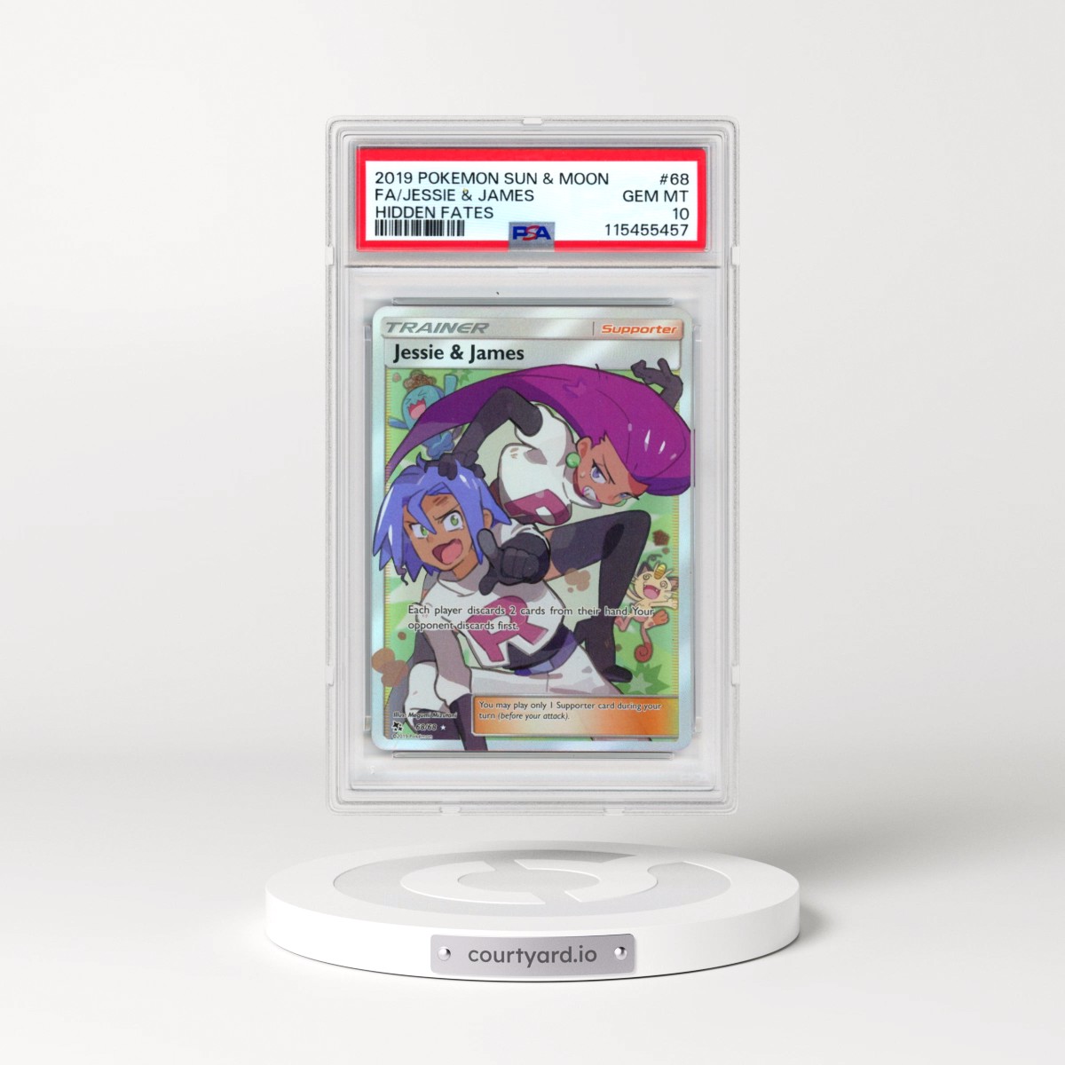 2019 Pokémon Sun & Moon Hidden Fates #68 Jessie & James - Full Art (PSA 10 GEM MINT)