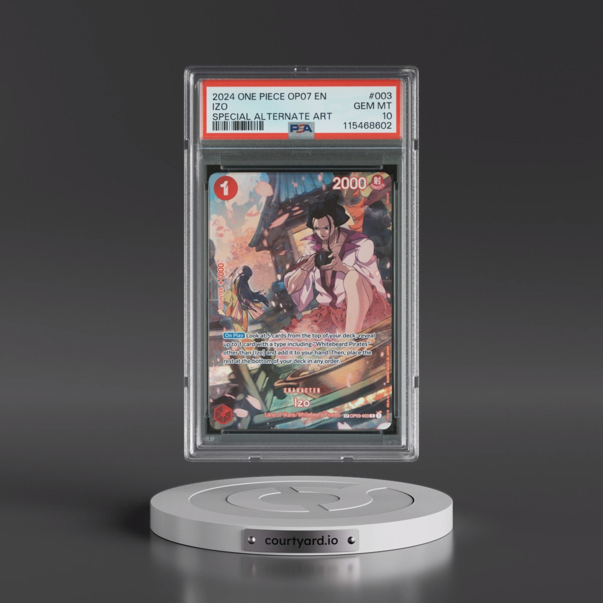 2024 One Piece OP07-500 Years in the Future #003 Izo - Special Alternate Art (PSA 10 GEM MINT)