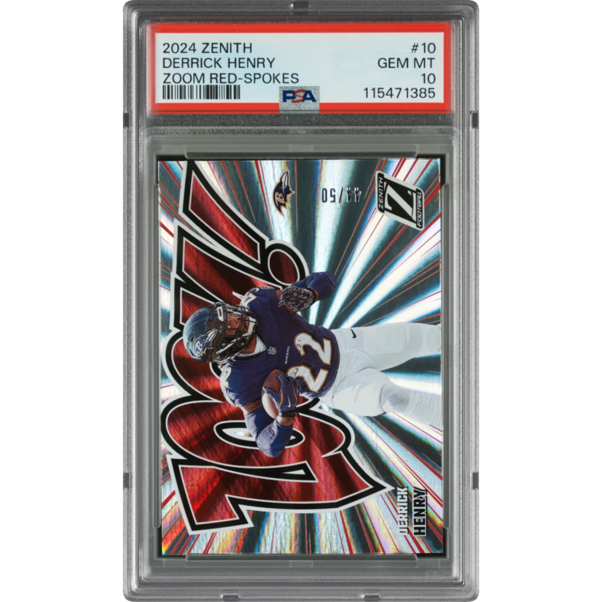 2024 Panini Zenith Zoom Red #10 Derrick Henry - Spokes (PSA 10 GEM MINT)