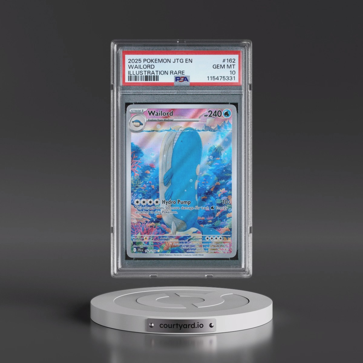 2025 Pokémon Jtg EN-Journey Together #162 Wailord - Illustration Rare (PSA 10 GEM MINT)