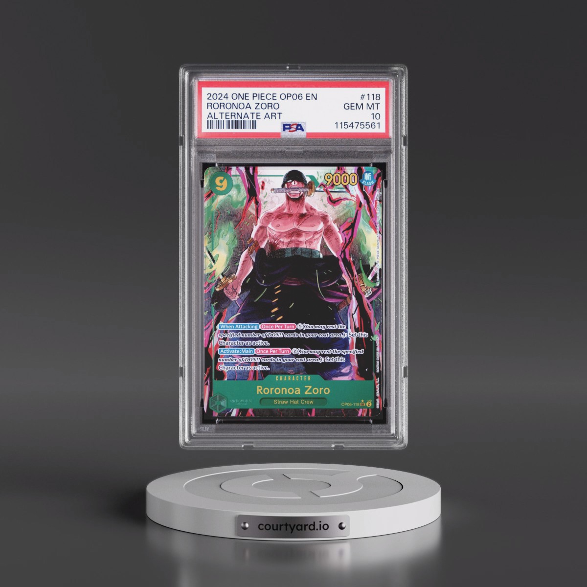 2024 One Piece OP06-Wings of the Captain #118 Roronoa Zoro - Alternate Art (PSA 10 GEM MINT)