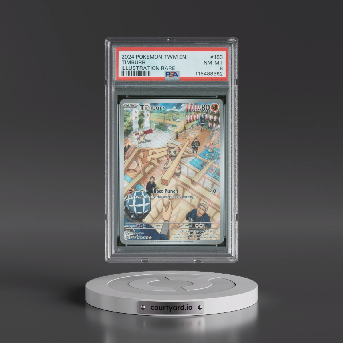 2024 Pokémon Twm EN-Twilight Masquerade #183 Timburr - Illustration Rare (PSA 8 NM-MT)