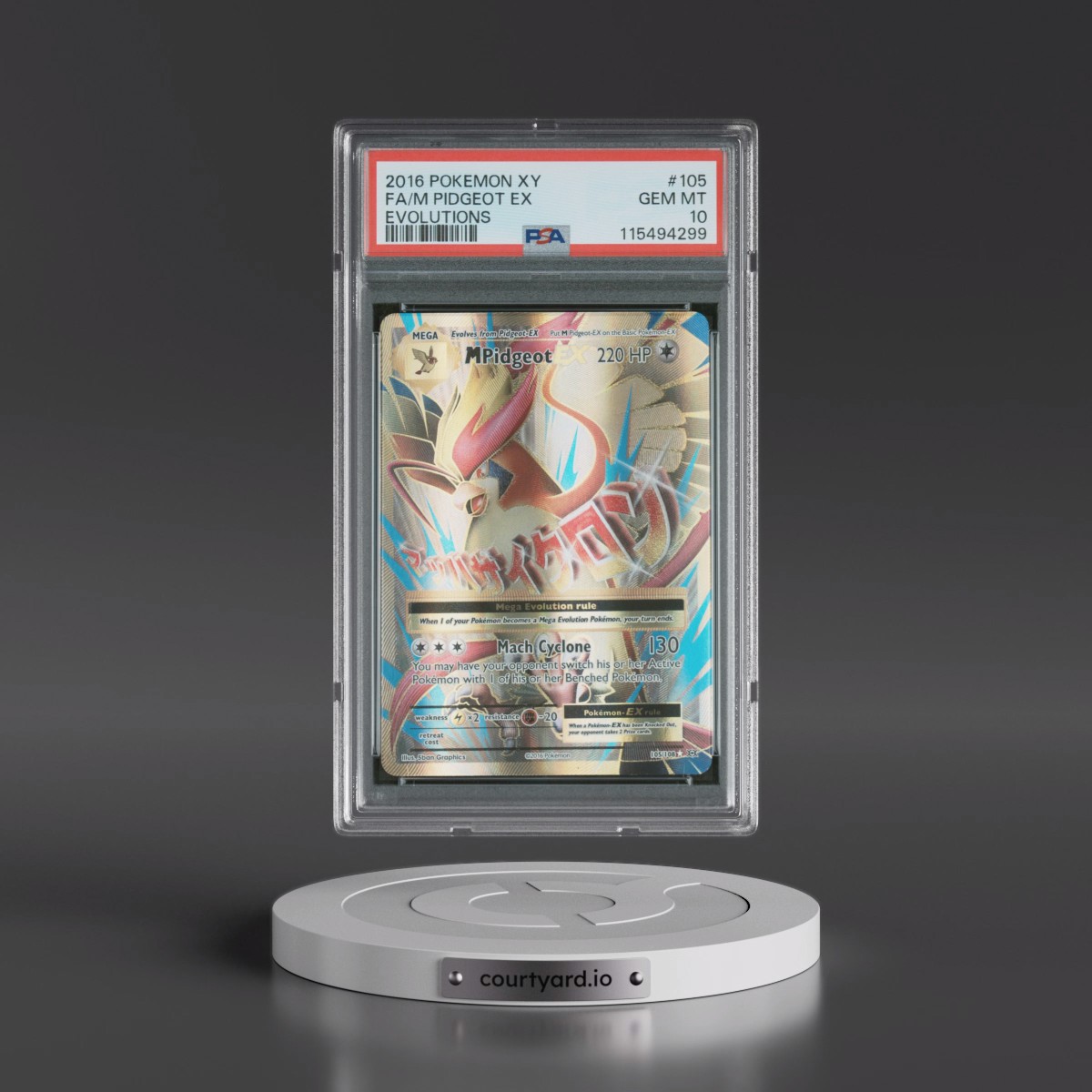 2016 Pokémon XY Evolutions #105 M Pidgeot EX - Holo Full Art (PSA 10 GEM MINT)