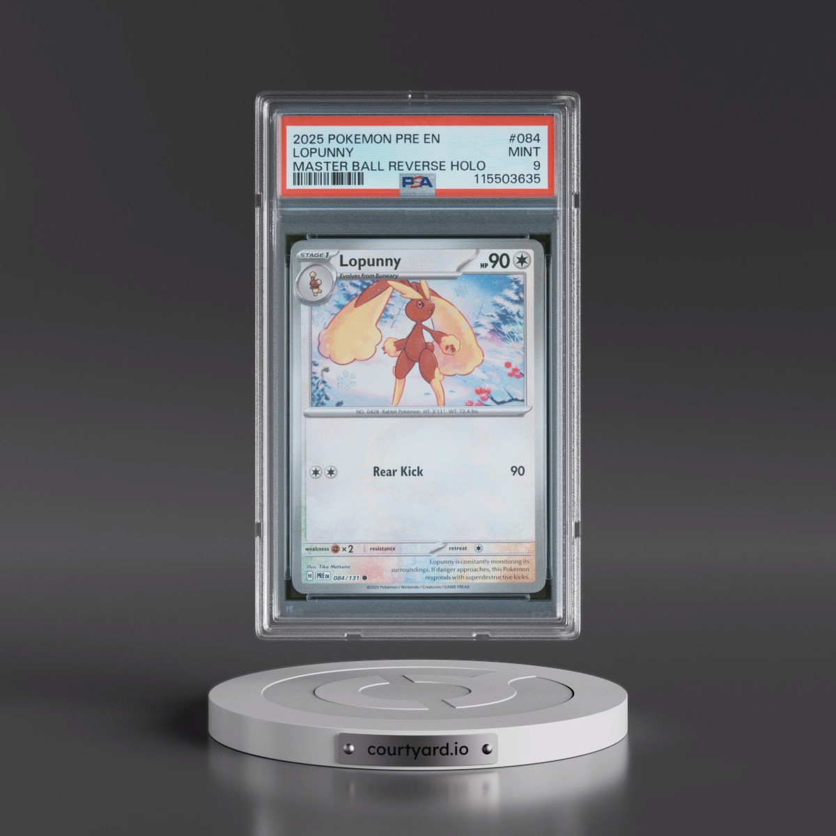 2025 Pokémon Pre EN-Prismatic Evolutions #084 Lopunny - Reverse Holo Master Ball (PSA 9 MINT)