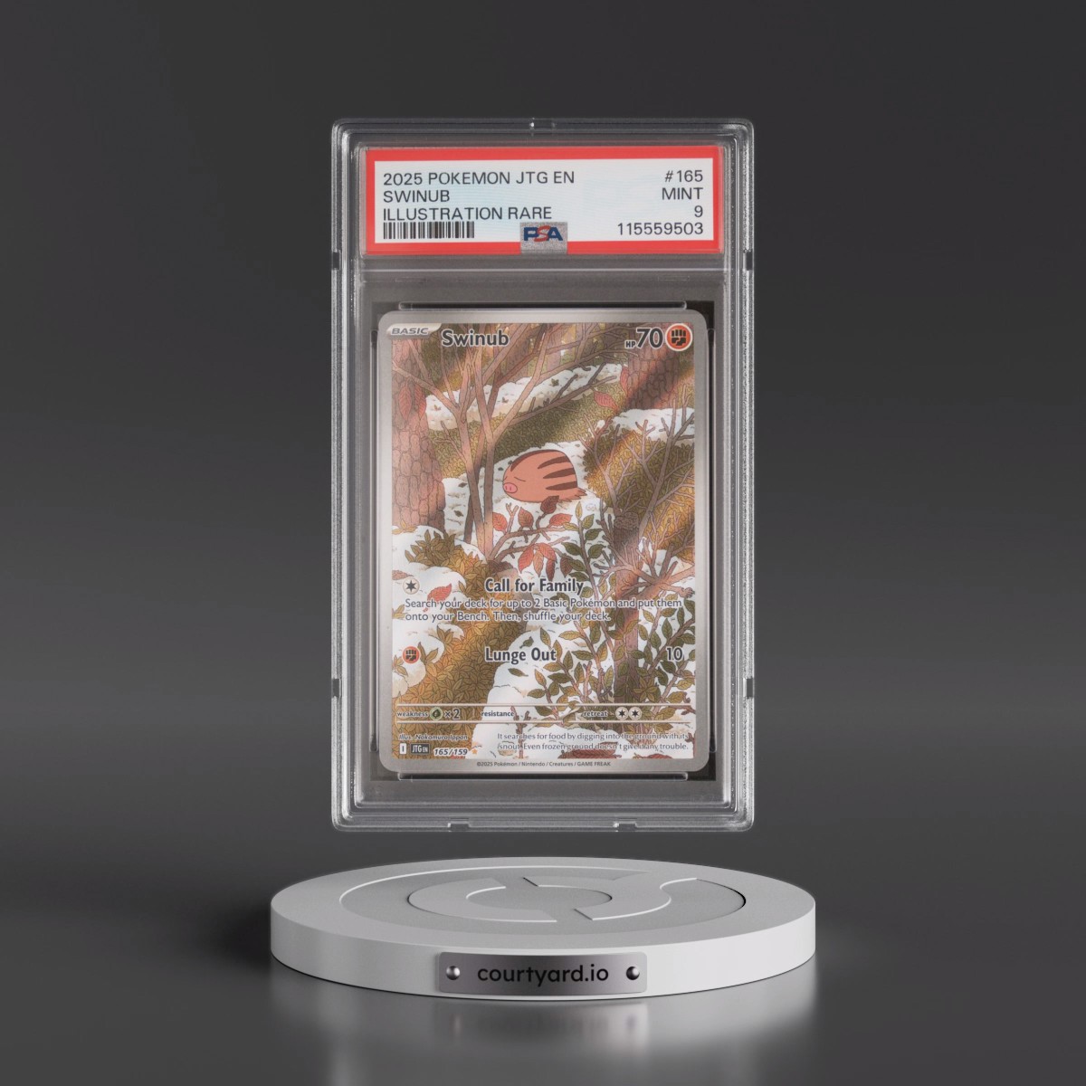 2025 Pokémon Jtg EN-Journey Together #165 Swinub - Illustration Rare (PSA 9 MINT)