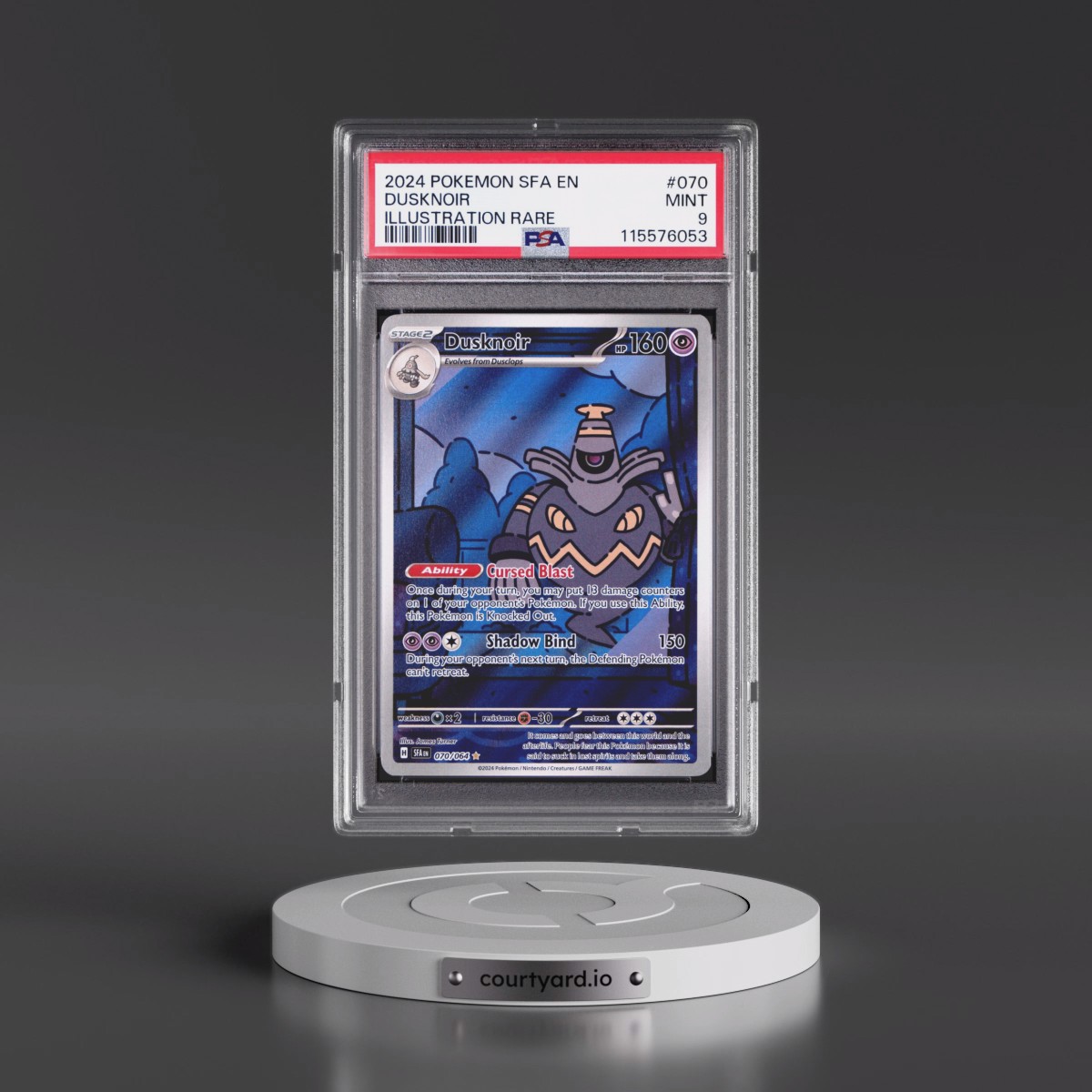 2024 Pokémon Sfa EN-Shrouded Fable #070 Dusknoir - Illustration Rare (PSA 9 MINT)