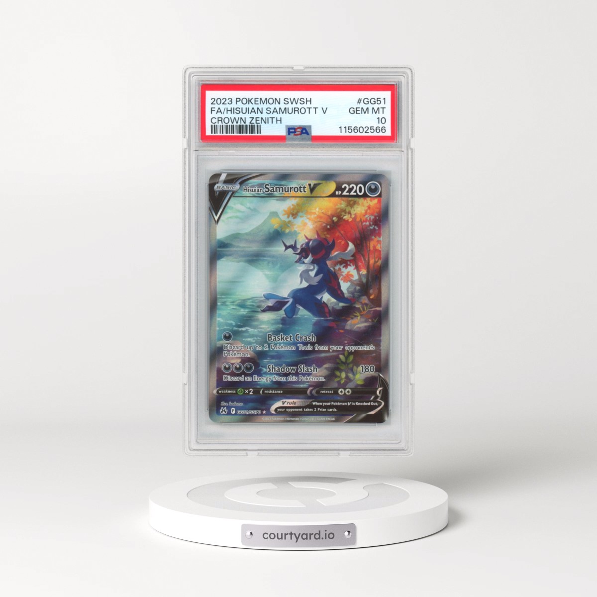 2023 Pokémon Sword and Shield Crown Zenith #GG51 Hisuian Samurott V - Holo Full Art (PSA 10 GEM MINT)