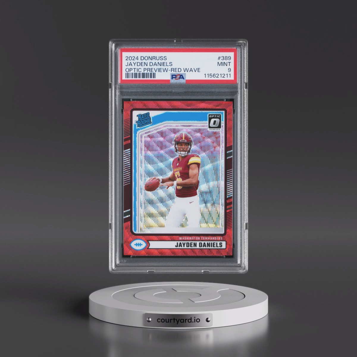 2024 Panini Donruss #389 Jayden Daniels - Optic Preview-Red Wave (PSA 9 MINT)