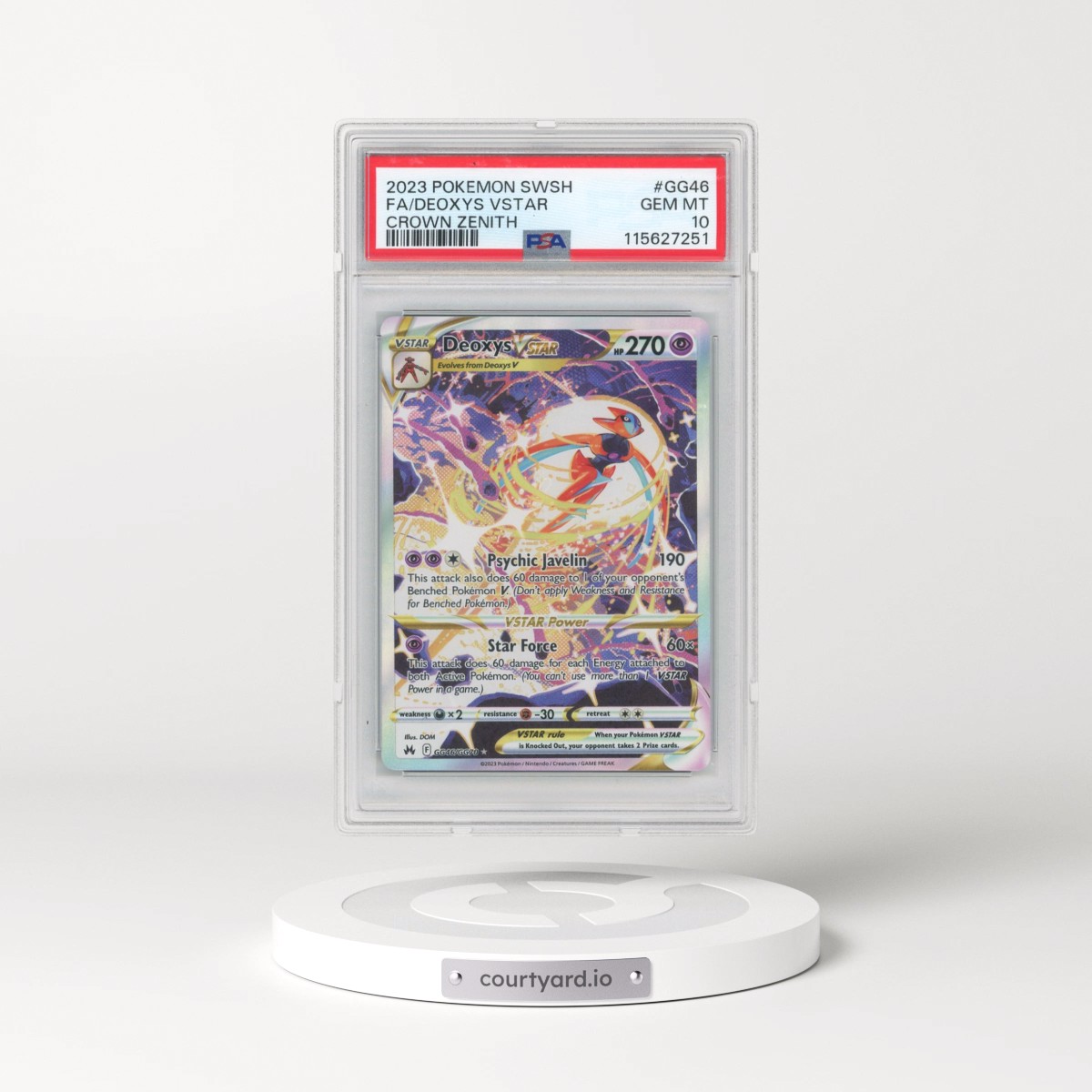 2023 Pokémon Sword and Shield Crown Zenith #GG46 Deoxys Vstar - Full Art (PSA 10 GEM MINT)