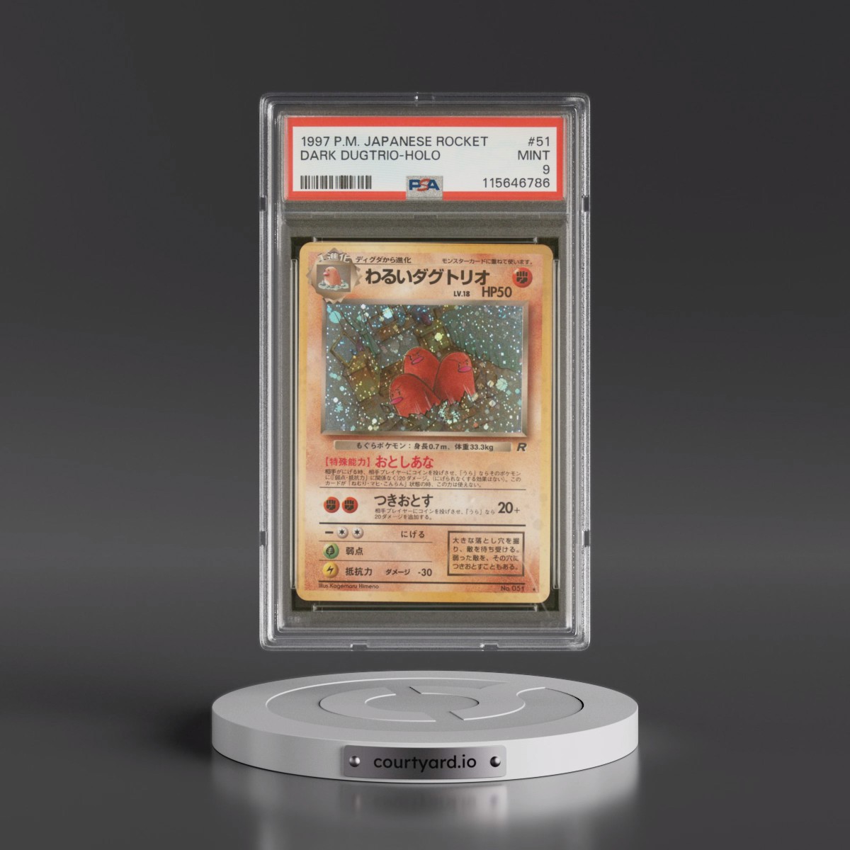 1997 Pokémon Rocket #51 Dark Dugtrio - Holo (PSA 9 MINT)