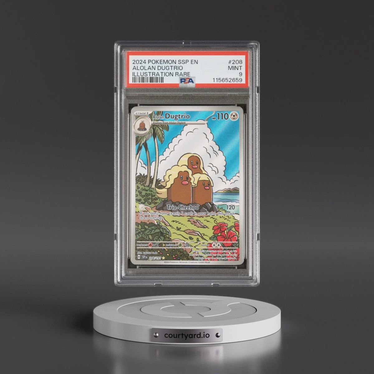 2024 Pokémon Ssp EN-Surging Sparks #208 Alolan Dugtrio - Illustration Rare (PSA 9 MINT)