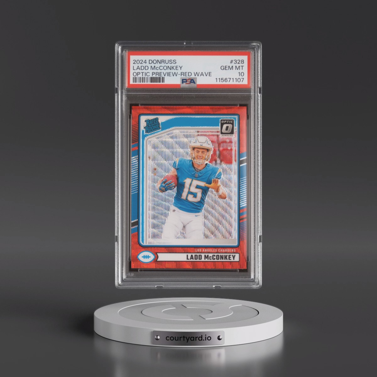 2024 Panini Donruss Ladd McConkey - Optic Preview-Red Wave #328 PSA 10