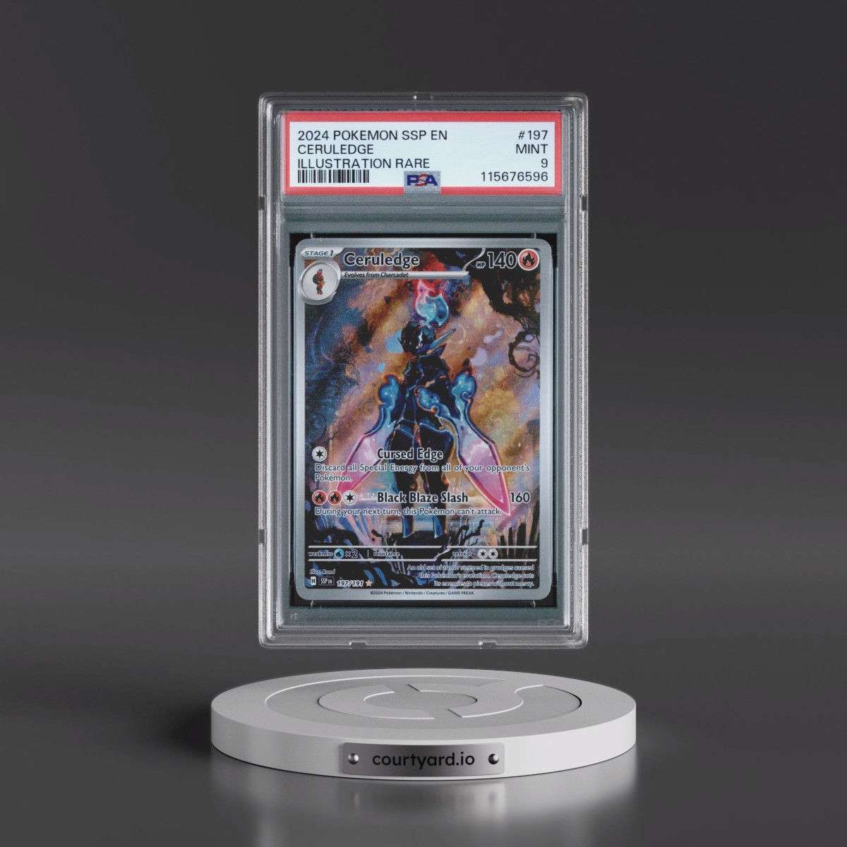 2024 Pokémon Ssp EN-Surging Sparks #197 Ceruledge - Illustration Rare (PSA 9 MINT)
