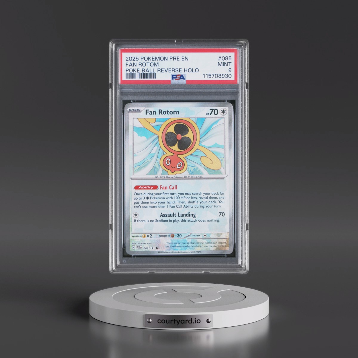 2025 Pokémon Pre EN-Prismatic Evolutions #085 Fan Rotom - Reverse Holo Poke Ball (PSA 9 MINT)