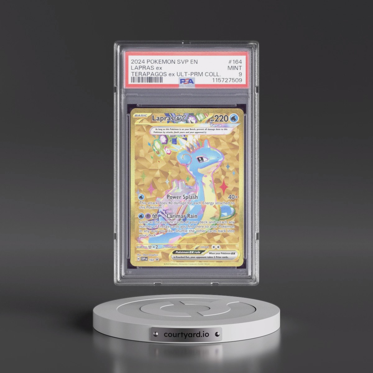 2024 Pokémon Svp EN-SV Black Star Promo #164 Lapras EX - Holo Terapagos EX Ultra-Premium Collection (PSA 9 MINT)