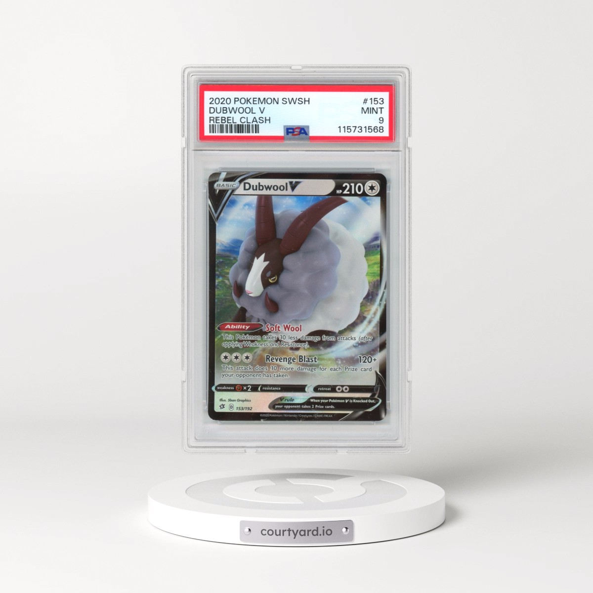 2020 Pokémon Sword & Shield Rebel Clash #153 Dubwool V - Holo (PSA 9 MINT)