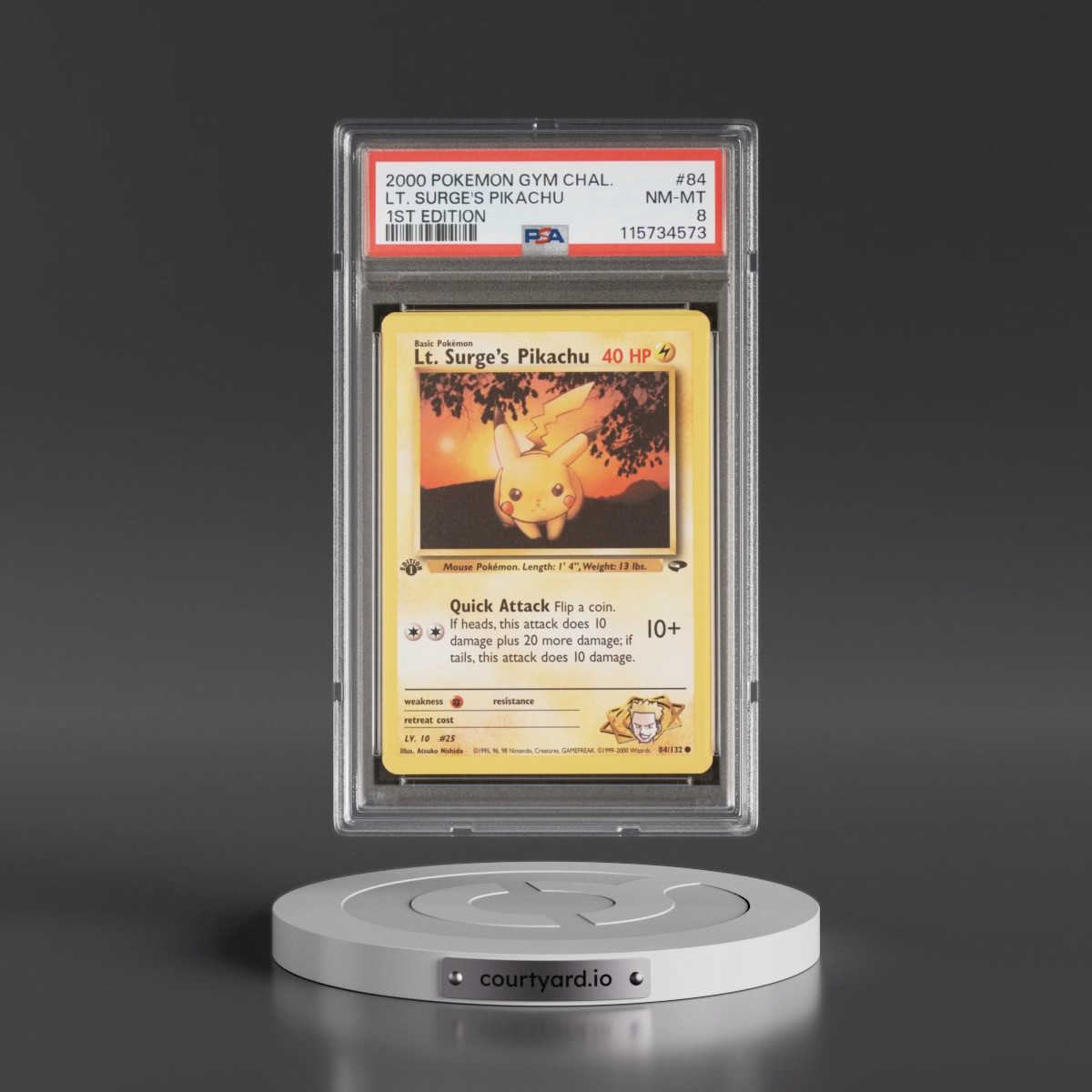 2000 Pokémon Gym Challenge #84 LT. Surge's Pikachu - 1st Edition (PSA 8 NM-MT)