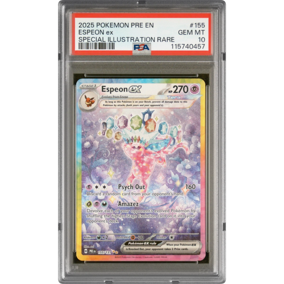 2025 Pokémon Pre EN-Prismatic Evolutions #155 Espeon EX - Holo Special Illustration Rare (PSA 10 GEM MINT)