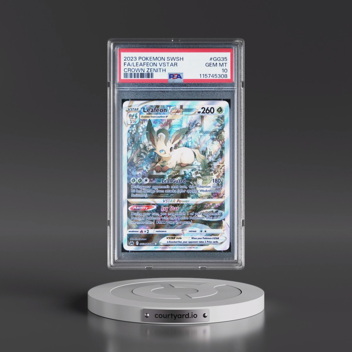 2023 Pokémon Sword and Shield Crown Zenith #GG35 Leafeon Vstar - Full Art (PSA 10 GEM MINT)
