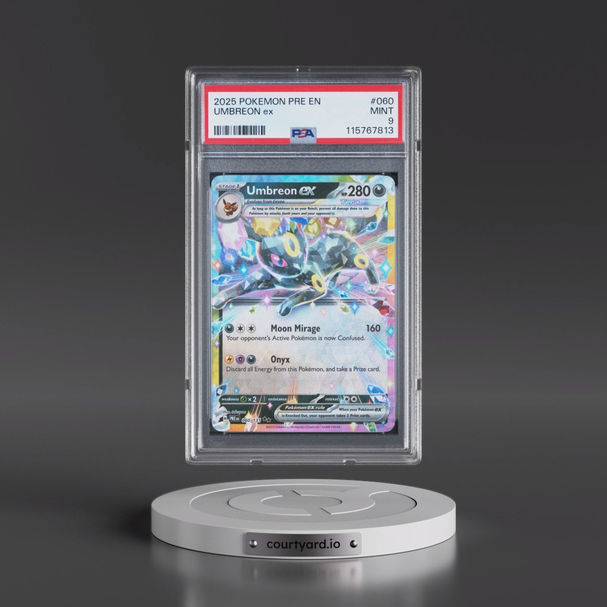 2025 Pokémon Pre EN-Prismatic Evolutions #060 Umbreon EX - Holo (PSA 9 MINT)