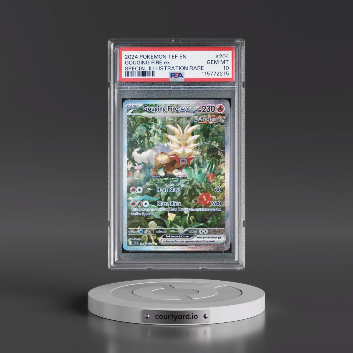 2024 Pokémon Tef EN-Temporal Forces #204 Gouging Fire EX - Holo Special Illustration Rare (PSA 10 GEM MINT)