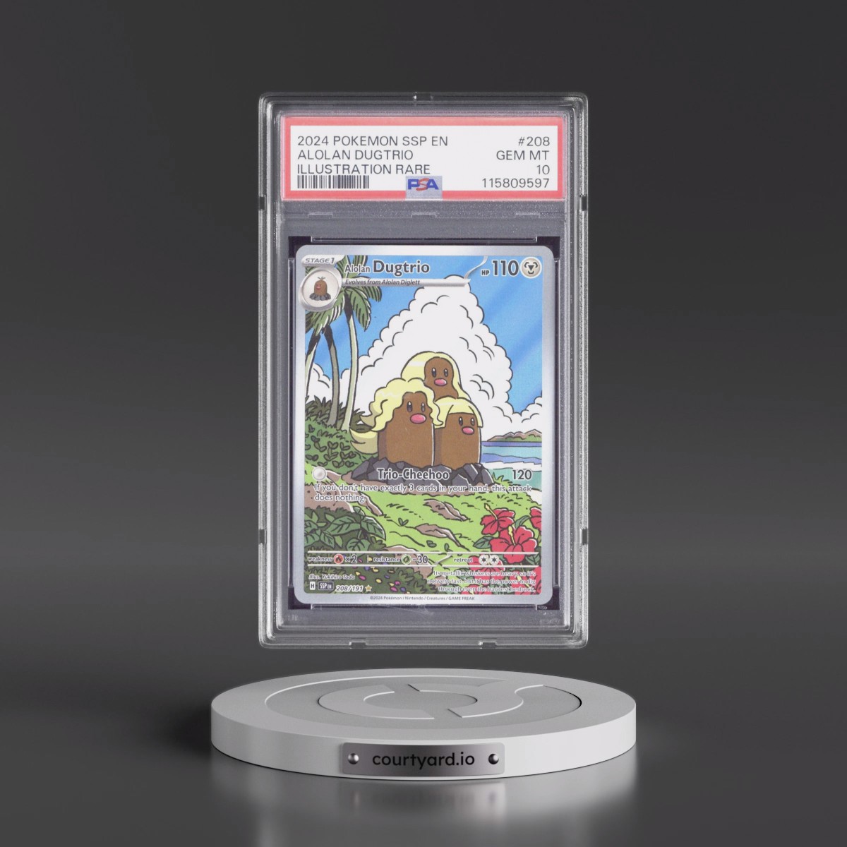2024 Pokémon Ssp EN-Surging Sparks #208 Alolan Dugtrio - Illustration Rare (PSA 10 GEM MINT)