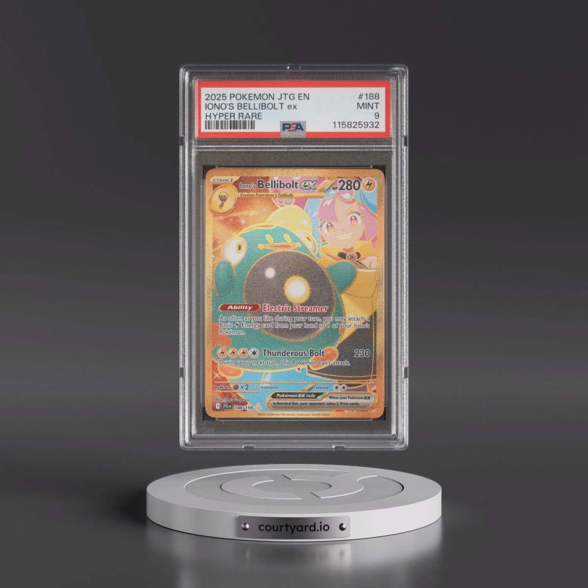 2025 Pokémon Jtg EN-Journey Together #188 Iono's Bellibolt EX - Holo Hyper Rare (PSA 9 MINT)