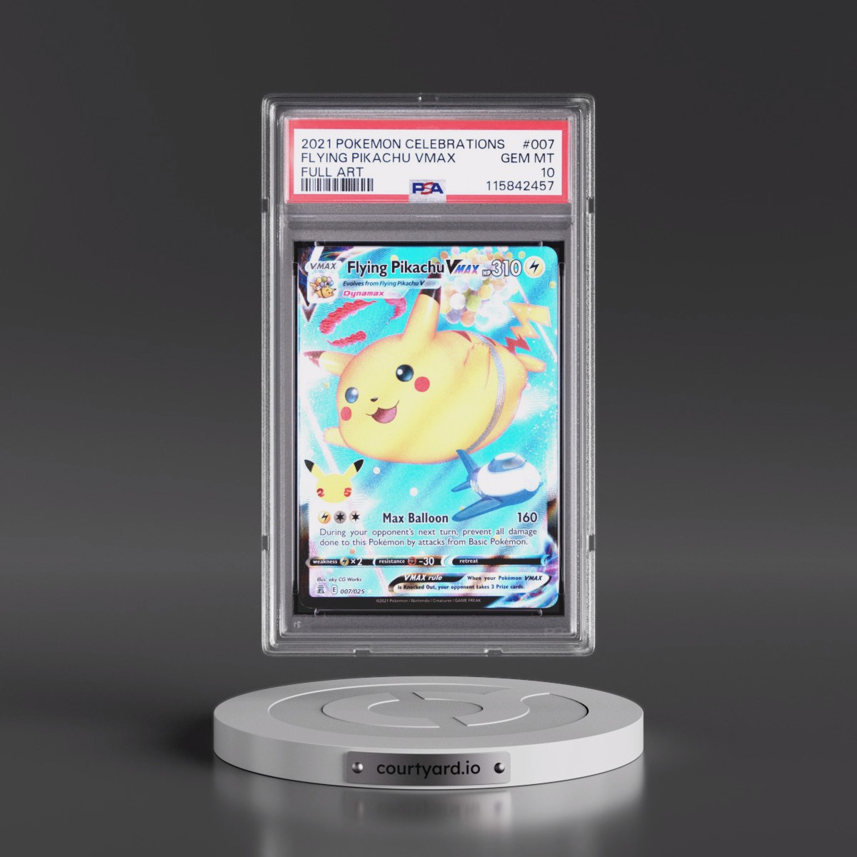 2021 Pokémon Celebrations #007 Flying Pikachu Vmax - Full Art (PSA 10 GEM MINT)