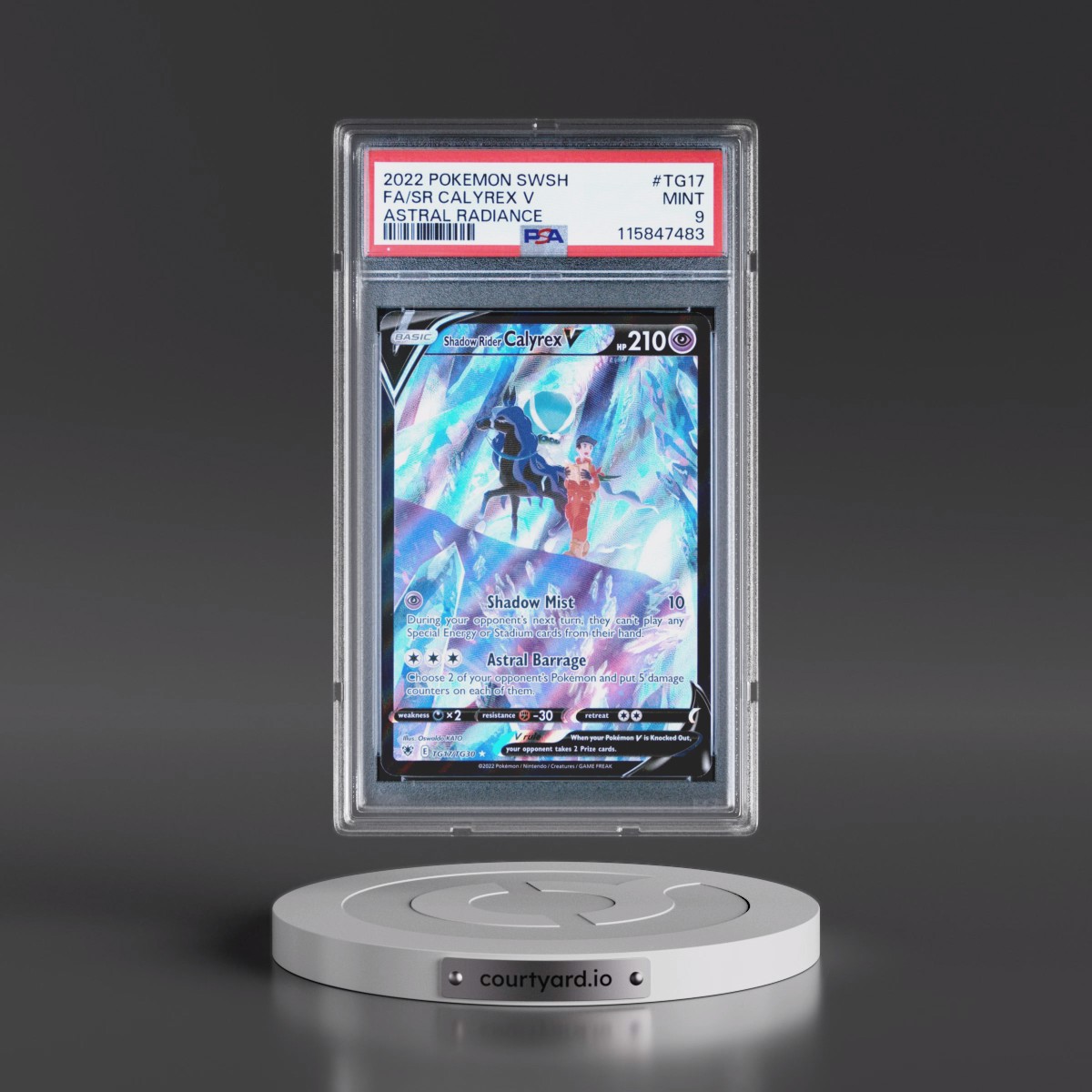 2022 Pokémon Sword & Shield Astral Radiance #TG17 Shadow Rider Calyrex V - Holo Full Art (PSA 9 MINT)