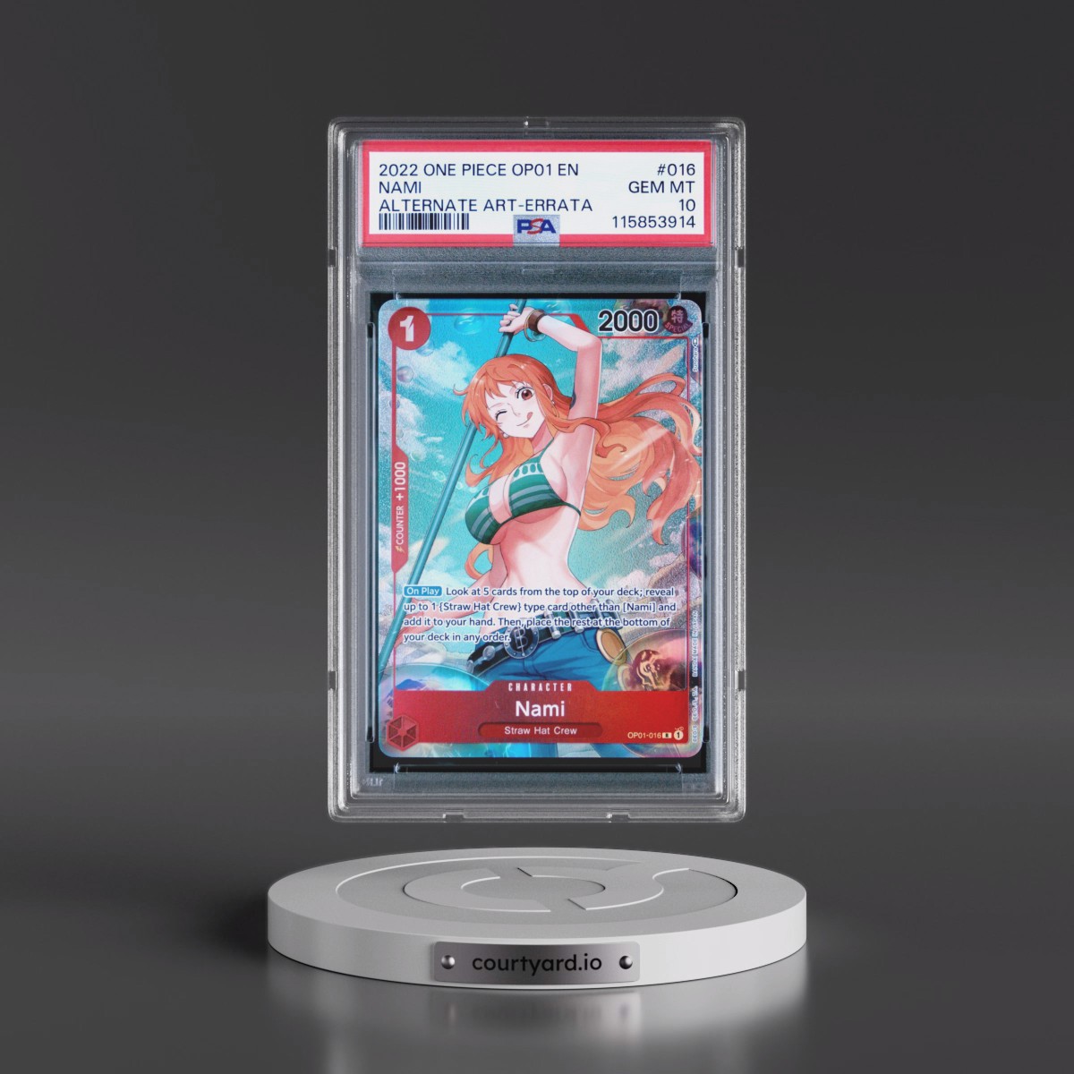2022 One Piece OP01-Romance Dawn #016 Nami - Alternate Art-Errata (PSA 10 GEM MINT)