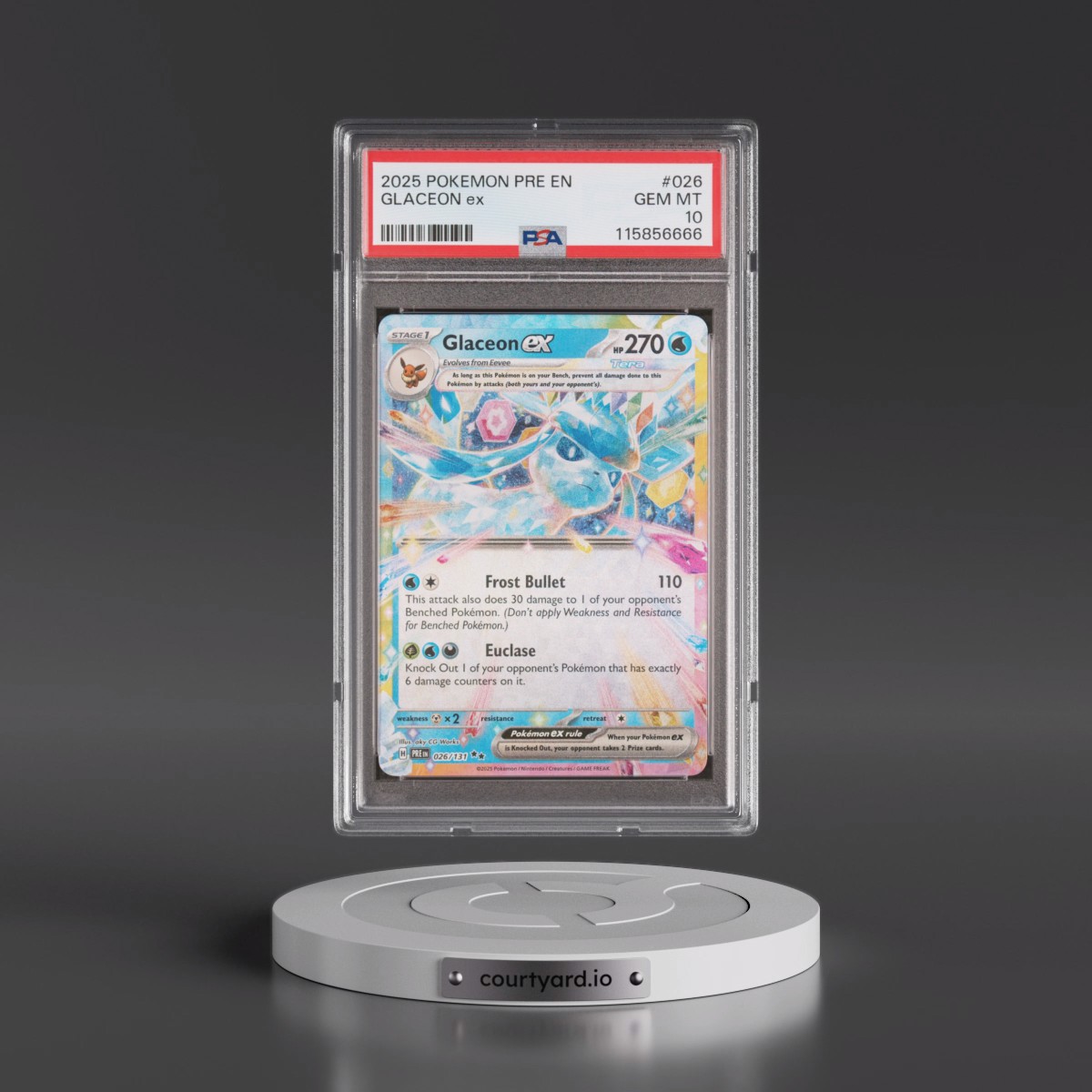 2025 Pokémon Pre EN-Prismatic Evolutions #026 Glaceon EX - Holo (PSA 10 GEM MINT)