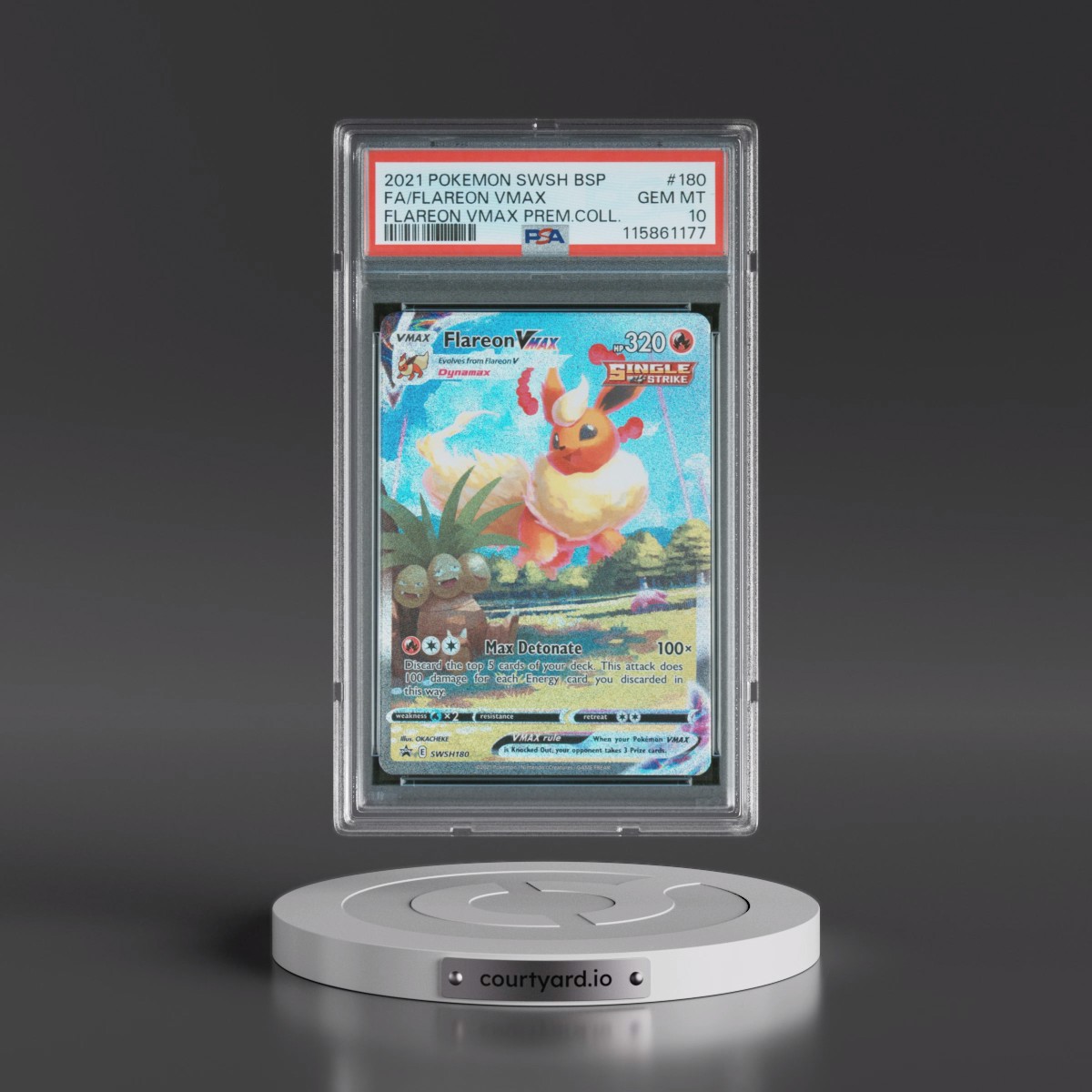 2021 Pokémon Swsh Black Star Promo #180 Flareon Vmax - Full Art Flareon Vmax Premium Collection (PSA 10 GEM MINT)