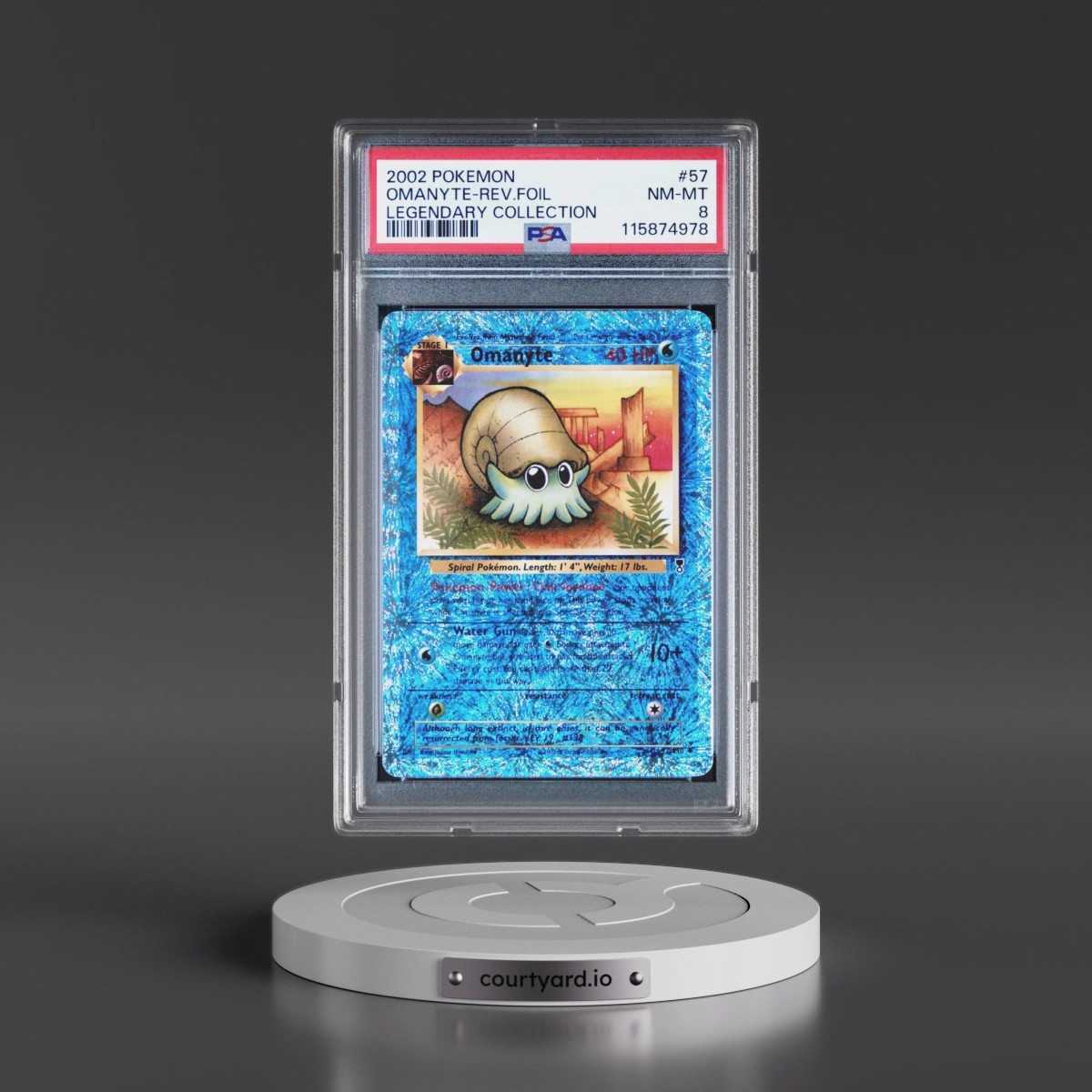 2002 Pokémon Legendary Collection #57 Omanyte - Reverse Foil (PSA 8 NM-MT)