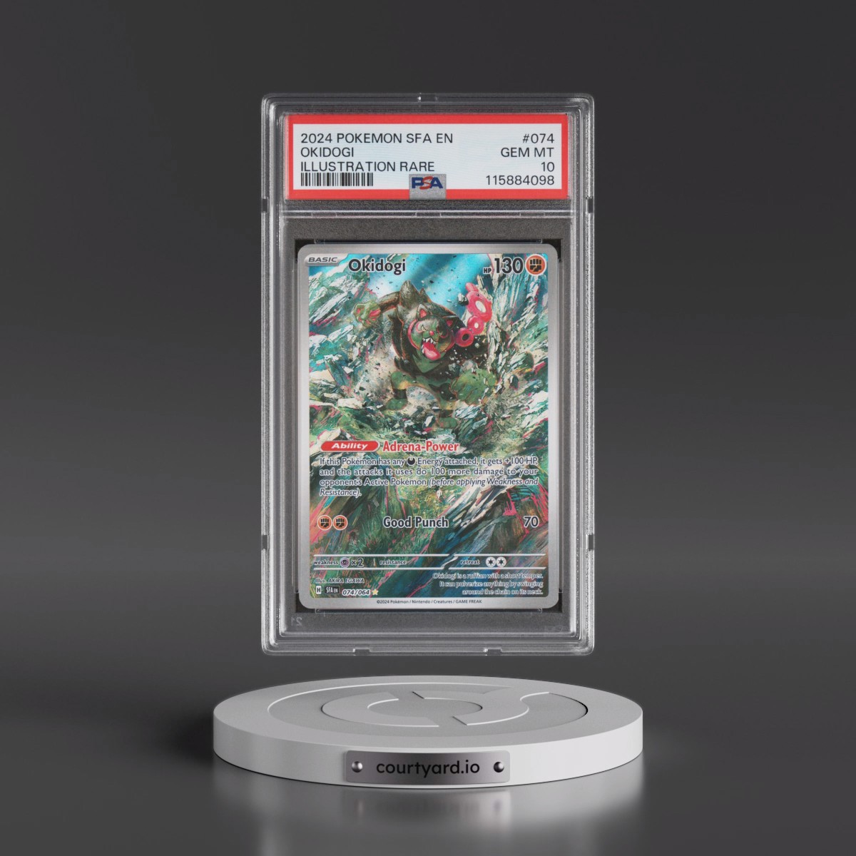 2024 Pokémon Sfa EN-Shrouded Fable #074 Okidogi - Illustration Rare (PSA 10 GEM MINT)