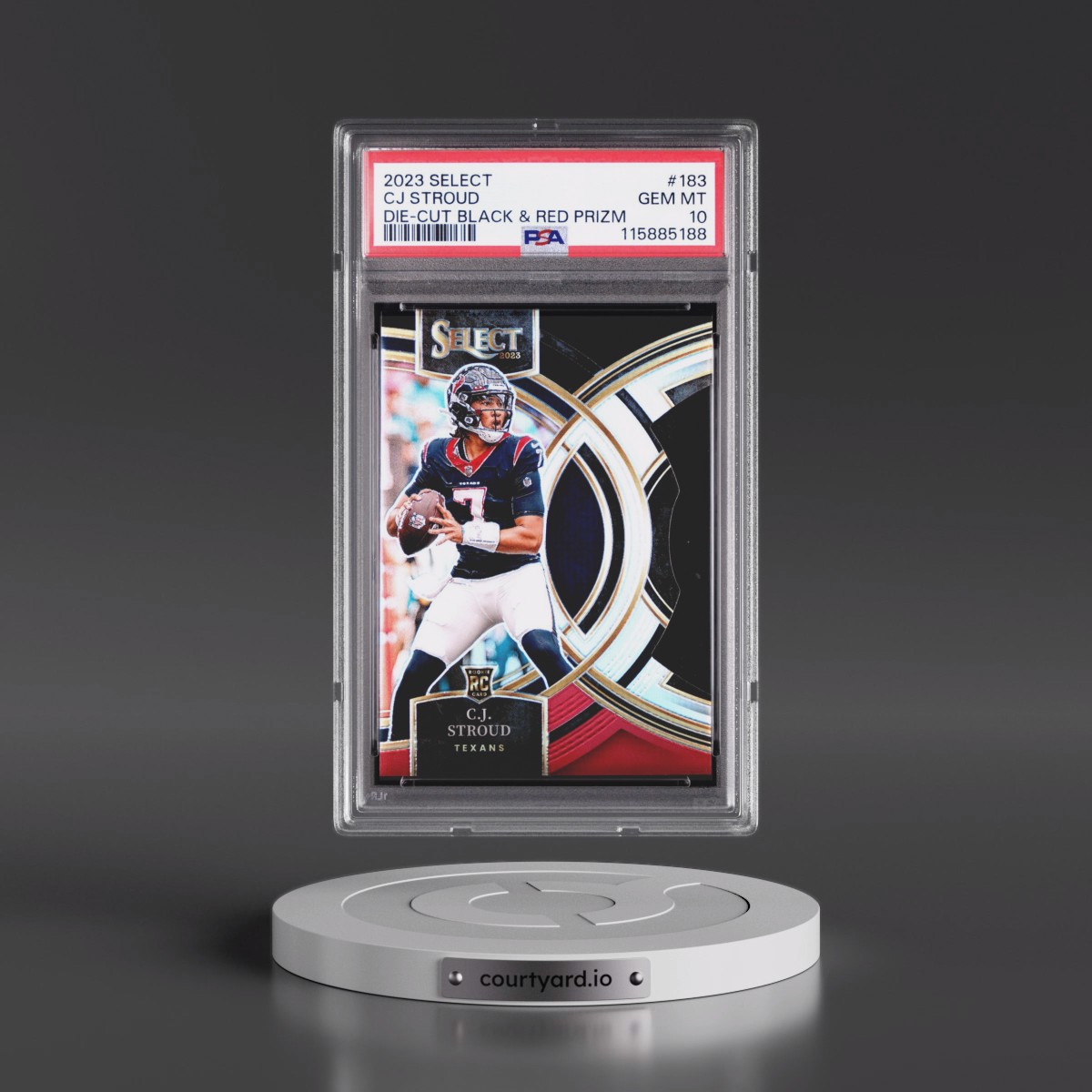 2023 Panini Select #183 CJ Stroud - Die-Cut Black & Red Prizm (PSA 10 GEM MINT)